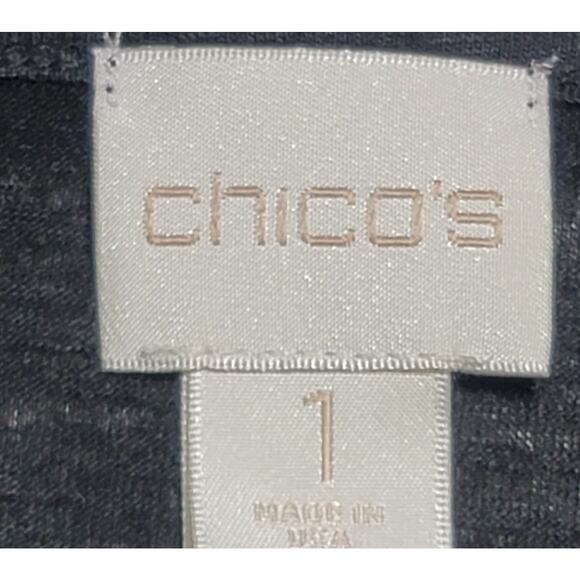 Chico's Black Gray Animal Print Beading Top 1 Medium New Without Tags Soft - Picture 4 of 7